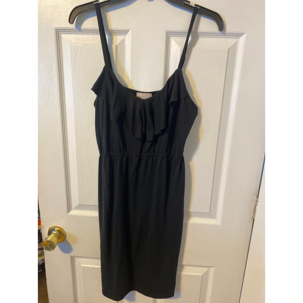 Bobbie Brooks Black Ruffle Neck Sleeveless Dress Elastic Waist Large